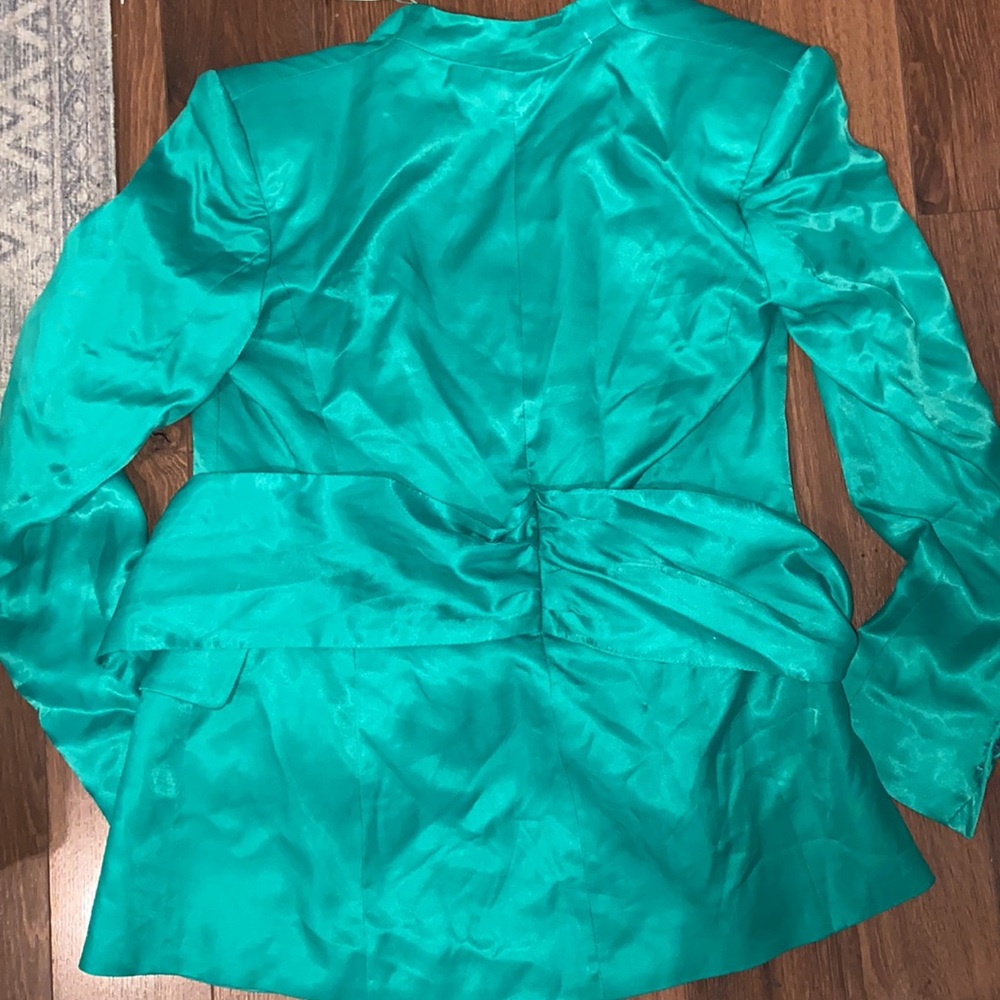 Zara green belted satin effect bkazer classic fit - Picture 6 of 9